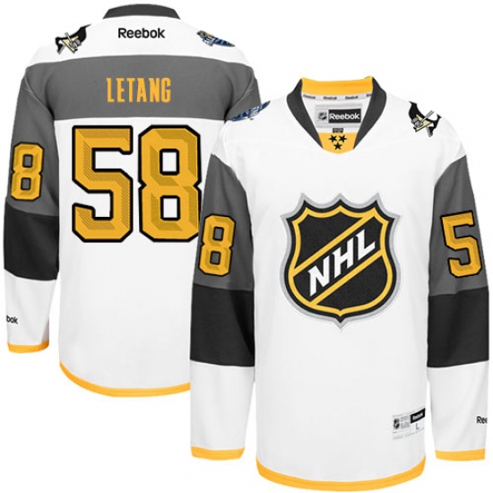 Men's Reebok Pittsburgh Penguins 58 Kris Letang Premier White 2016 All Star NHL Jersey