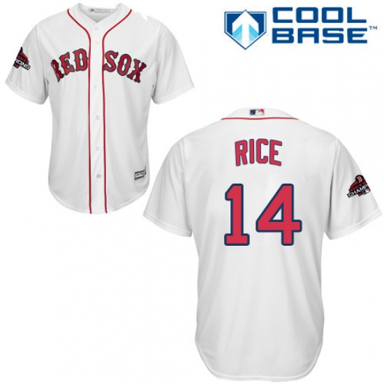 Youth Majestic Boston Red Sox 14 Jim Rice Authentic White Home Cool Base 2018 World Series Champions MLB Jersey