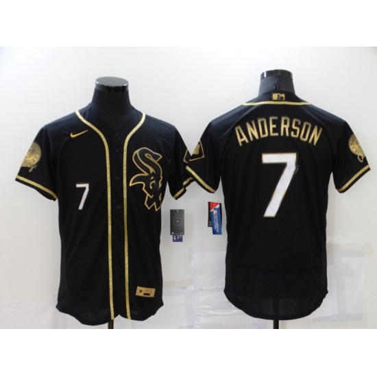 Men's Nike Chicago White Sox 7 Tim Anderson Black Gold Alternate Stitched Baseball Jersey