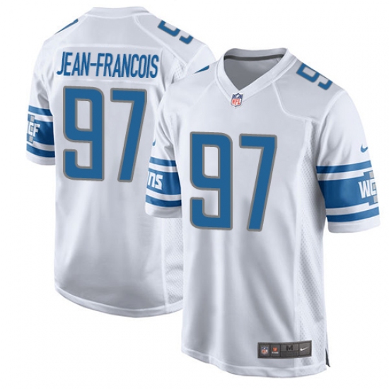 Men's Nike Detroit Lions 97 Ricky Jean Francois Game White NFL Jersey