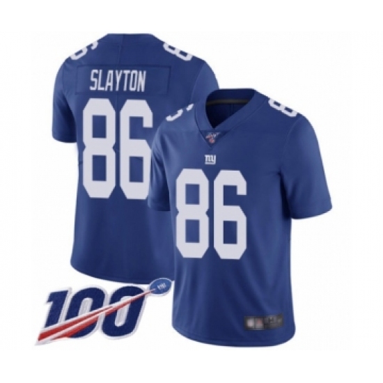 Men's New York Giants 86 Darius Slayton Royal Blue Team Color Vapor Untouchable Limited Player 100th Season Football Jersey