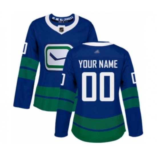 Women's Vancouver Canucks Customized Authentic Royal Blue Alternate Hockey Jersey