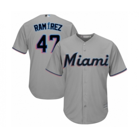 Youth Miami Marlins 47 Harold Ramirez Authentic Grey Road Cool Base Baseball Player Jersey