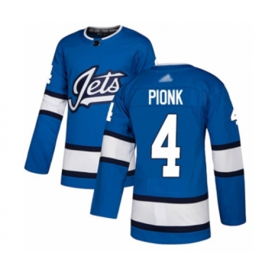 Men's Winnipeg Jets 4 Neal Pionk Authentic Blue Alternate Hockey Jersey