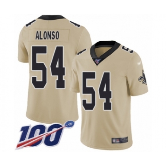 Men's New Orleans Saints 54 Kiko Alonso Limited Gold Inverted Legend 100th Season Football Jersey