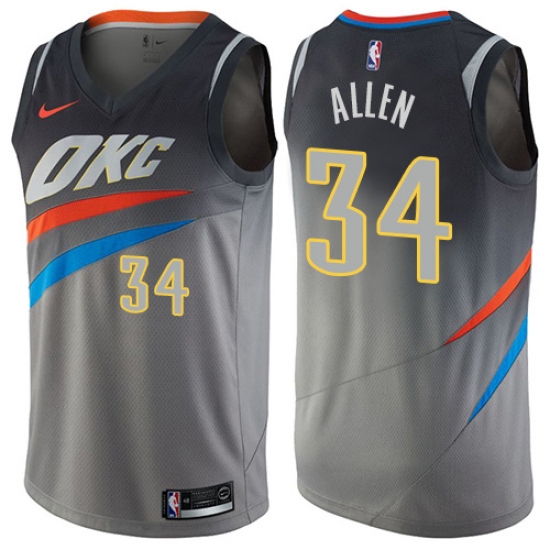 Women's Nike Oklahoma City Thunder 34 Ray Allen Swingman Gray NBA Jersey - City Edition