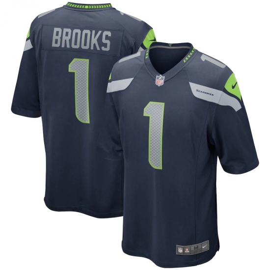 Men's Seattle Seahawks 1 Jordyn Brooks Nike Navy 2020 NFL Draft First Round Pick Game Jersey.webp