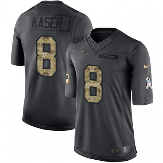 Youth Nike Los Angeles Chargers 8 Drew Kaser Limited Black 2016 Salute to Service NFL Jersey