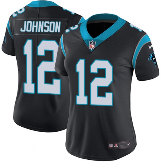 Women's Nike Carolina Panthers 12 Charles Johnson Black Team Color Vapor Untouchable Limited Player NFL Jersey