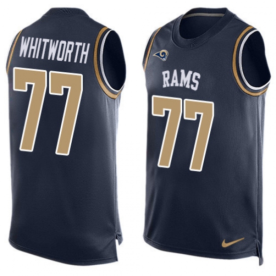 Men's Nike Los Angeles Rams 77 Andrew Whitworth Limited Navy Blue Player Name & Number Tank Top NFL Jersey