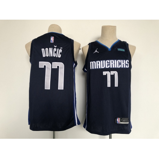 Men's Dallas Mavericks 77 Luka Doncic Authentic Navy Finished Basketball Jersey