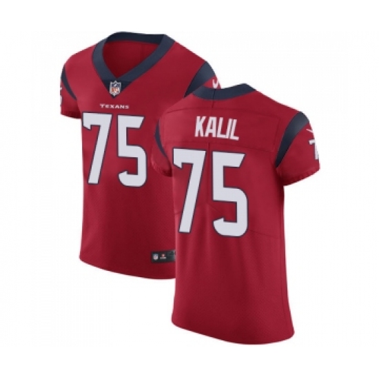 Men's Houston Texans 75 Matt Kalil Red Alternate Vapor Untouchable Elite Player Football Jersey