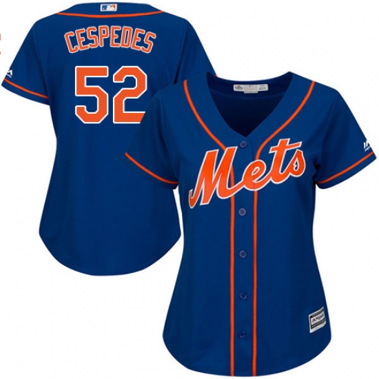 Women's Majestic New York Mets 52 Yoenis Cespedes Authentic Royal Blue Alternate Home Cool Base MLB Jersey