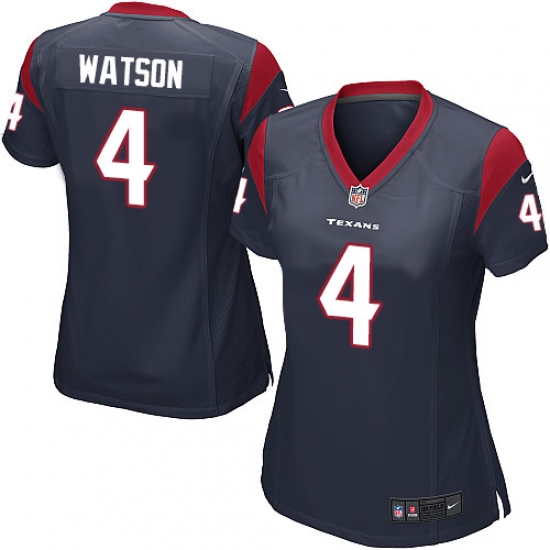 Women's Nike Houston Texans 4 Deshaun Watson Game Navy Blue Team Color NFL Jersey