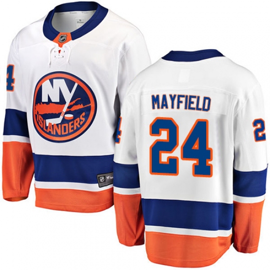 Youth New York Islanders 24 Scott Mayfield Fanatics Branded White Away Breakaway NHL Jersey