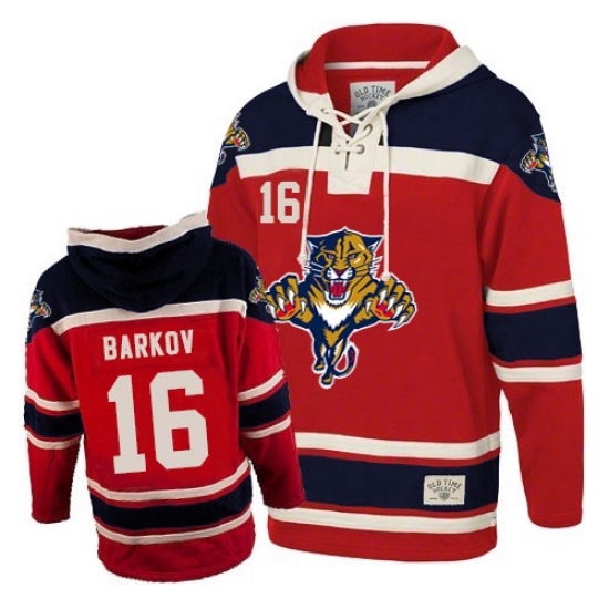 Men's Old Time Hockey Florida Panthers 16 Aleksander Barkov Premier Red Sawyer Hooded Sweatshirt NHL Jersey