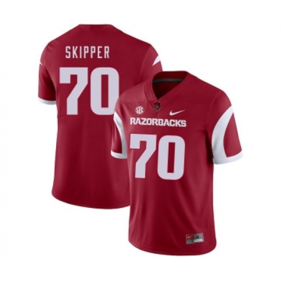 Arkansas Razorbacks 70 Dan Skipper Red College Football Jersey