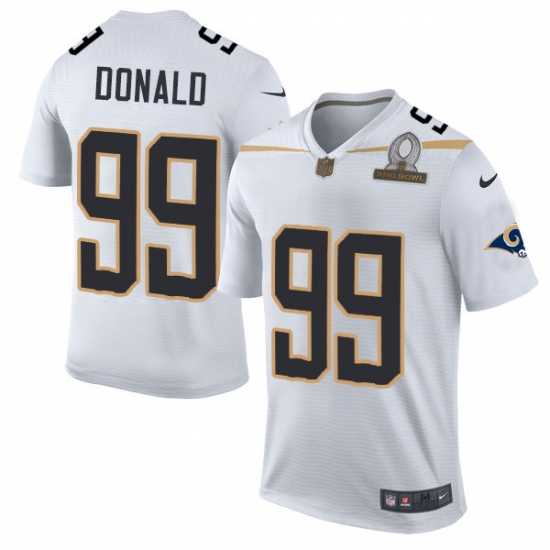 Men's Nike Los Angeles Rams 99 Aaron Donald Elite White Team Rice 2016 Pro Bowl NFL Jersey