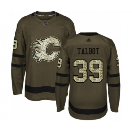 Youth Calgary Flames 39 Cam Talbot Authentic Green Salute to Service Hockey Jersey