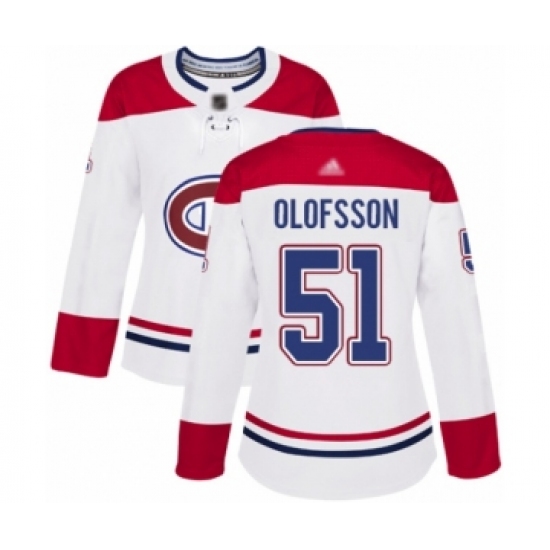 Women's Montreal Canadiens 51 Gustav Olofsson Authentic White Away Hockey Jersey