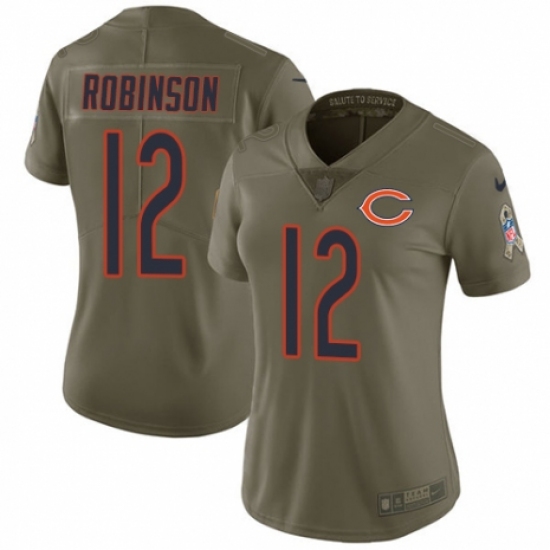 Women's Nike Chicago Bears 12 Allen Robinson Limited Olive 2017 Salute to Service NFL Jersey