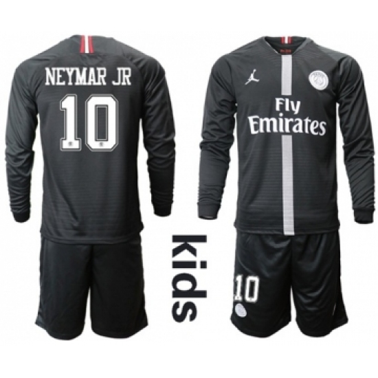 Paris Saint-Germain 10 Neymar Jr Jordan Home Long Sleeves Kid Soccer Club Jersey