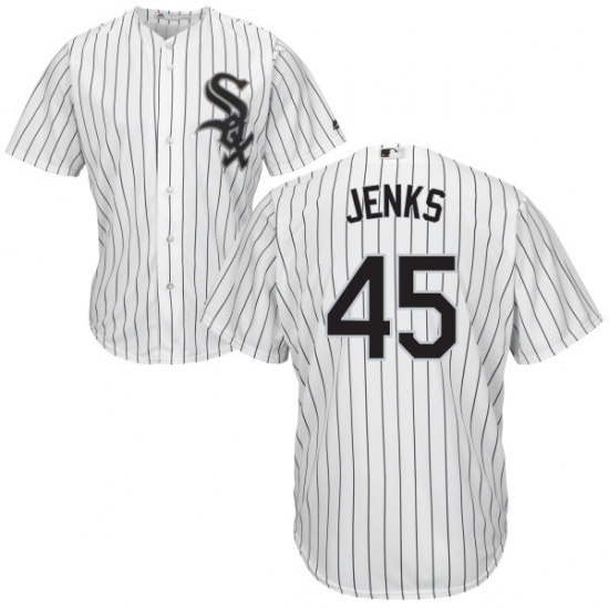 Men's Majestic Chicago White Sox 45 Bobby Jenks White Home Flex Base Authentic Collection MLB Jersey