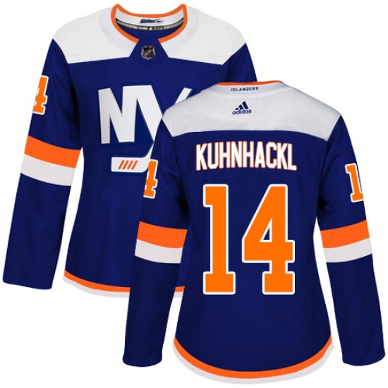 Women's Adidas New York Islanders 14 Tom Kuhnhackl Premier Blue Alternate NHL Jersey