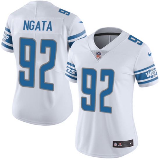 Women's Nike Detroit Lions 92 Haloti Ngata Elite White NFL Jersey