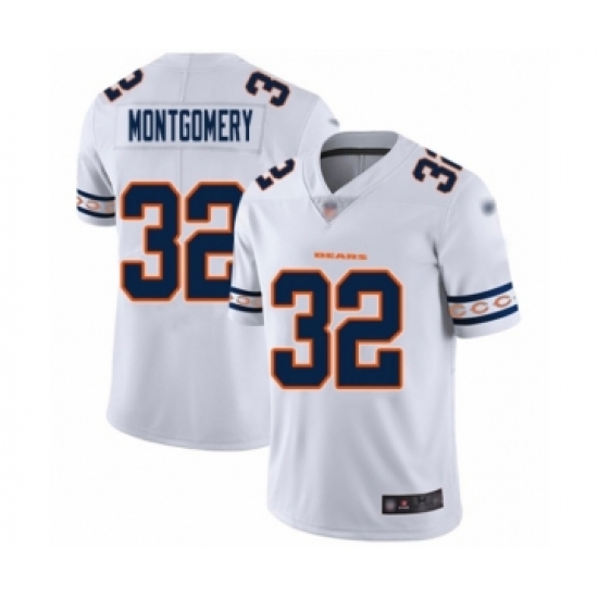 Men's Chicago Bears 32 David Montgomery White Team Logo Fashion Limited Football Jersey