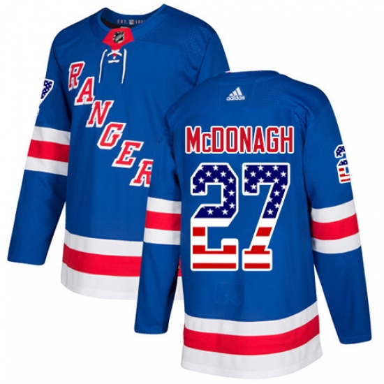 Men's Adidas New York Rangers 27 Ryan McDonagh Authentic Royal Blue USA Flag Fashion NHL Jersey