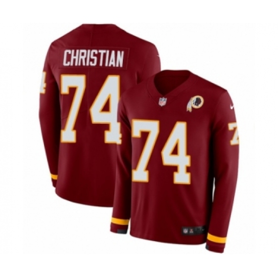 Men's Nike Washington Redskins 74 Geron Christian Limited Burgundy Therma Long Sleeve NFL Jersey