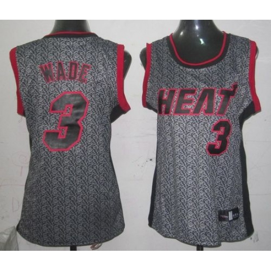 Women's Adidas Miami Heat 3 Dwyane Wade Swingman Grey Static Fashion NBA Jersey