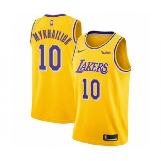 Youth Los Angeles Lakers 10 Sviatoslav Mykhailiuk Swingman Gold Basketball Jersey - Icon Edition