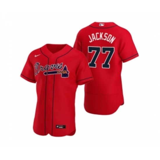 Men's Atlanta Braves 77 Luke Jackson Nike Red Authentic 2020 Alternate Jersey