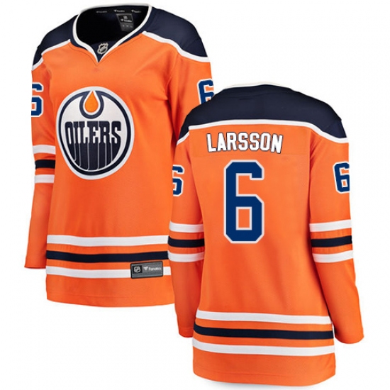 Women's Edmonton Oilers 6 Adam Larsson Fanatics Branded Orange Home Breakaway NHL Jersey