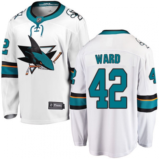 Men's San Jose Sharks 42 Joel Ward Fanatics Branded White Away Breakaway NHL Jersey