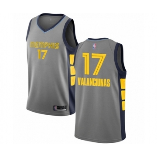 Youth Memphis Grizzlies 17 Jonas Valanciunas Swingman Gray Basketball Jersey - City Edition