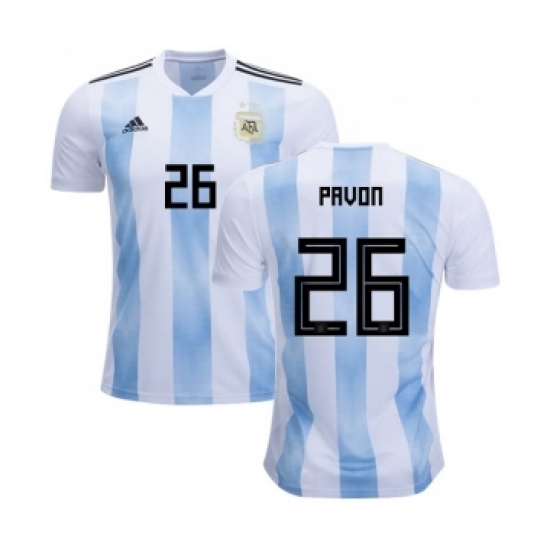 Argentina 26 Pavon Home Soccer Country Jersey