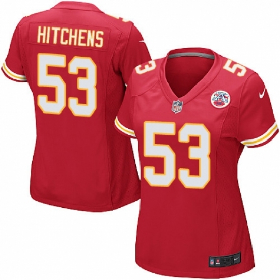 Women's Nike Kansas City Chiefs 53 Anthony Hitchens Game Red Team Color NFL Jersey