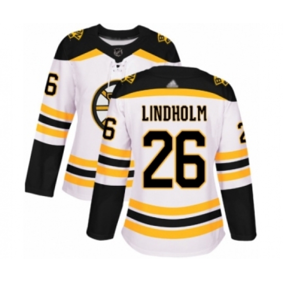 Women's Boston Bruins 26 Par Lindholm Authentic White Away Hockey Jersey