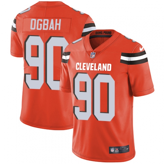 Men's Nike Cleveland Browns 90 Emmanuel Ogbah Orange Alternate Vapor Untouchable Limited Player NFL Jersey