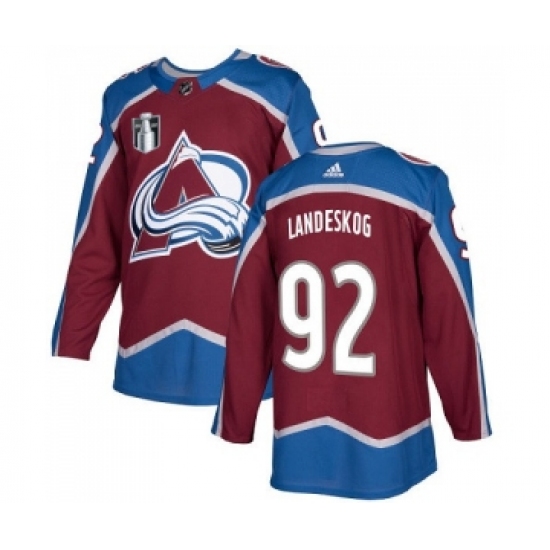 Men's Colorado Avalanche 92 Gabriel Landeskog 2022 Burgundy Stanley Cup Final Patch Stitched Jersey