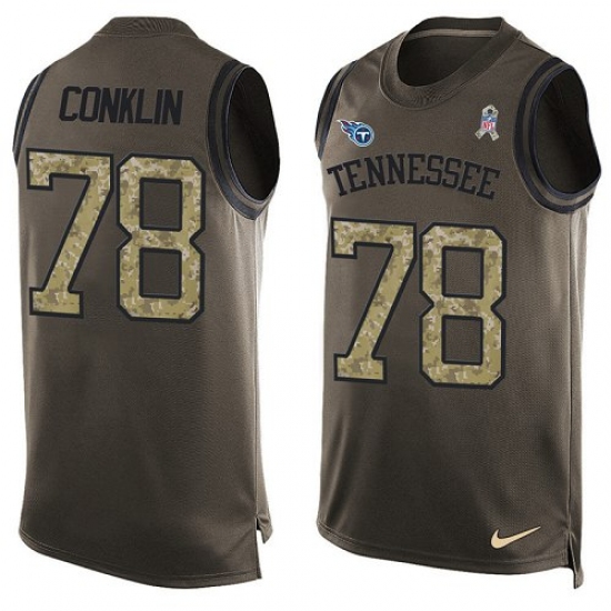 Men's Nike Tennessee Titans 78 Jack Conklin Limited Green Salute to Service Tank Top NFL Jersey