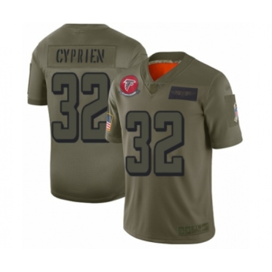 Men's Atlanta Falcons 32 Johnathan Cyprien Limited Olive 2019 Salute to Service Football Jersey