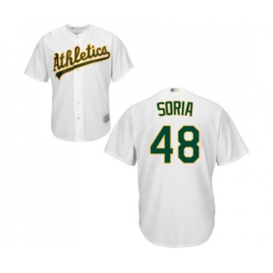 Men's Oakland Athletics 48 Joakim Soria Replica White Home Cool Base Baseball Jersey