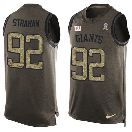 Men's Nike New York Giants 92 Michael Strahan Limited Green Salute to Service Tank Top NFL Jersey