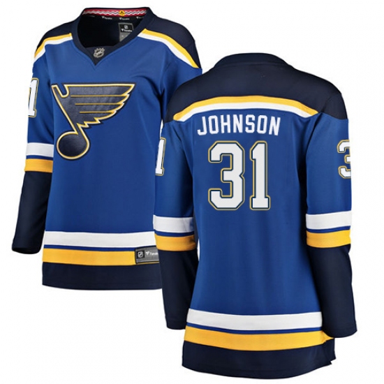 Women's St. Louis Blues 31 Chad Johnson Fanatics Branded Royal Blue Home Breakaway NHL Jersey