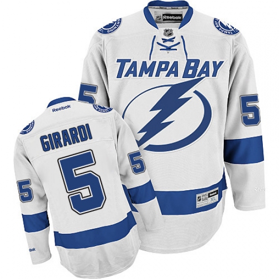 Women's Reebok Tampa Bay Lightning 5 Dan Girardi Authentic White Away NHL Jersey