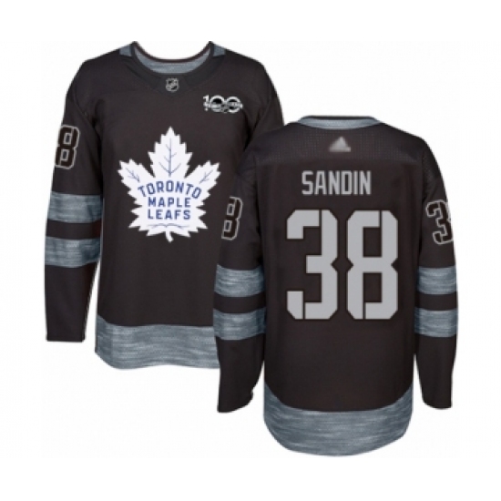 Men's Toronto Maple Leafs 38 Rasmus Sandin Authentic Black 1917-2017 100th Anniversary Hockey Jersey